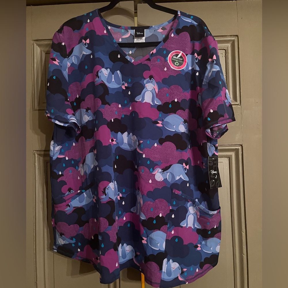 Disney Eeyore Print Scrub Top